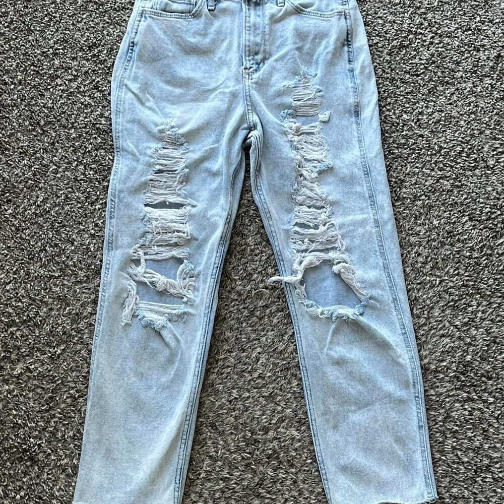 Y2K Hollister Denim Blue Jeans Womens 26 Distressed Ultra High Rise Festival